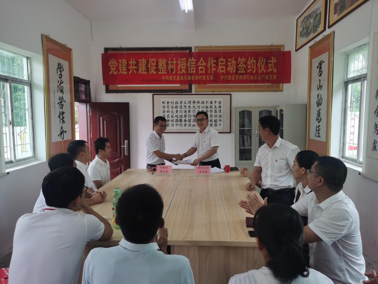【党建共建】澄迈农商银行加乐支行党支部与加乐镇长岭村党支部开展党建共建活动