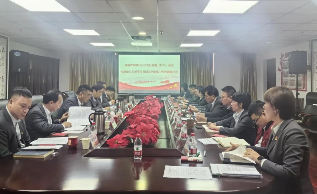 海南农商银行万宁支行召开党委（扩大）会议，专题学习习近平总书记关于巡视工作的重要论述