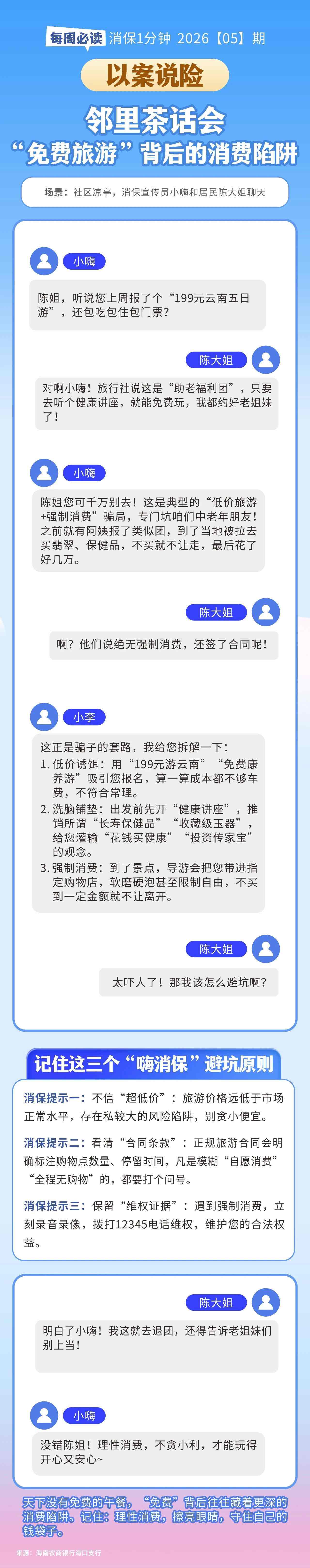[HAI消保] 2026[5]期   以案说险 邻里茶话会--“免费旅游”背后的消费陷阱