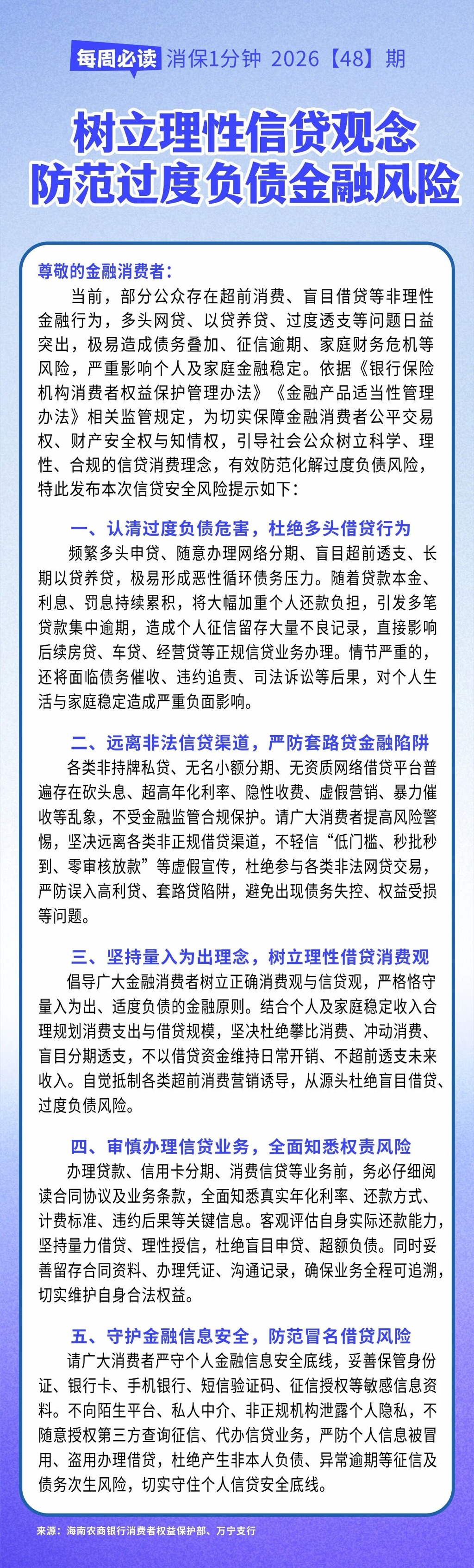 [HAI消保] 2026[48]期  风险提示  树立理性信贷观念 防范过度负债金融风险